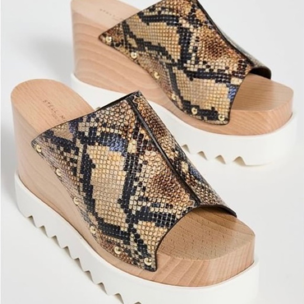 Stella McCartney 'Elyse' reptile print wedge sandal
